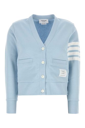 Pastel Light Blue Cotton Cardigan - Thom Browne - Modalova