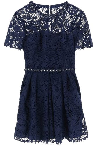 Lace Crystal Belt Mini Dress - self-portrait - Modalova