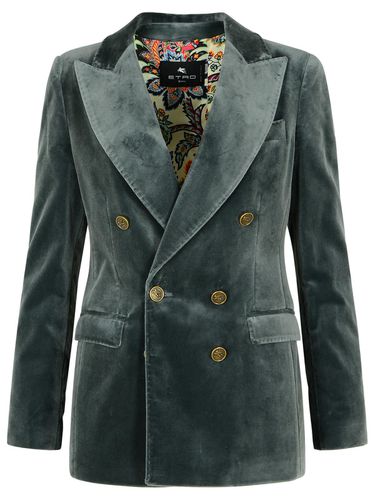 Etro Light Blue Cotton Blazer - Etro - Modalova