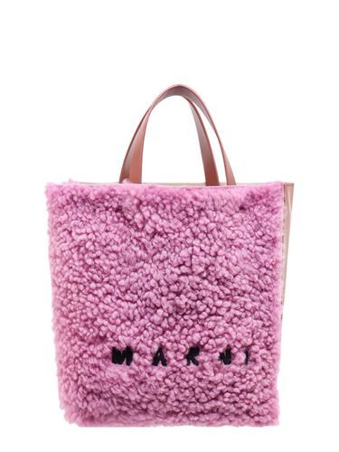 Museo Logo Embroidered Shearling Tote Bag - Marni - Modalova