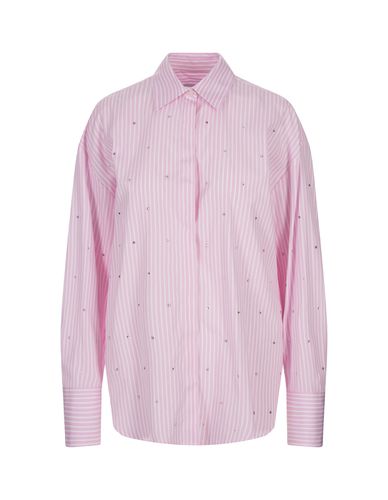 Striped Shirt With Rhinestones - MSGM - Modalova