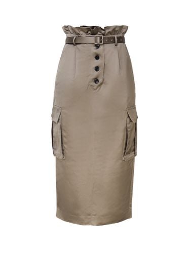 Self-portrait Cargo Skirt In Satin - self-portrait - Modalova