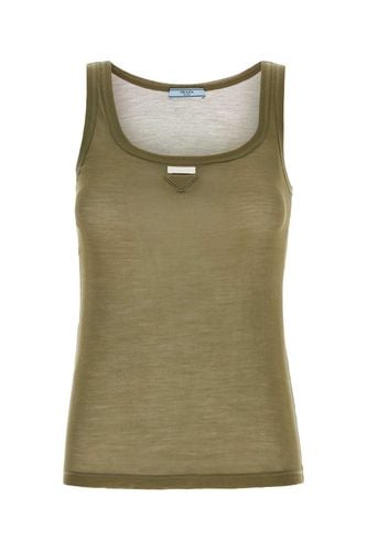 Prada Army Green Silk Tank Top - Prada - Modalova