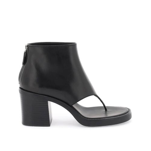 Block Heel Leather Flip Flop Boots - Miu Miu - Modalova