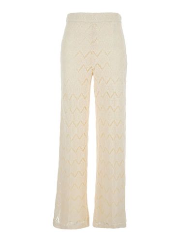 High-waist Pants With Logo Plaque On The Back In Macramé Cotton Woman - TwinSet - Modalova