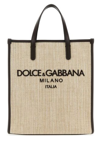 Sand Canvas Small Shopping Bag - Dolce & Gabbana - Modalova