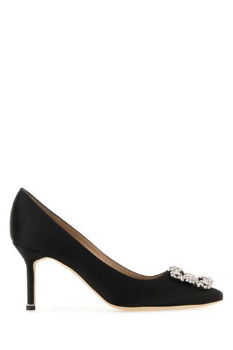 Black Satin Hangisi Pumps - Manolo Blahnik - Modalova