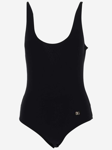 Stretch Nylon One-piece Swimsuit With Logo - Dolce & Gabbana - Modalova