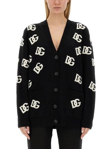 All-over Logo Intarsia V-neck Cardigan - Dolce & Gabbana - Modalova