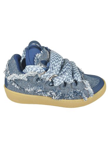 Lanvin Frayed Denim Curb Sneakers - Lanvin - Modalova