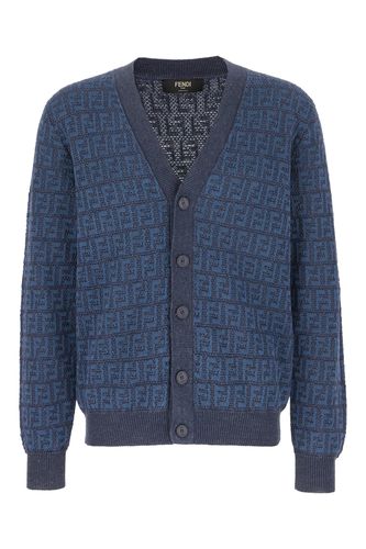 Embroidered Stretch Linen Blend Cardigan - Fendi - Modalova