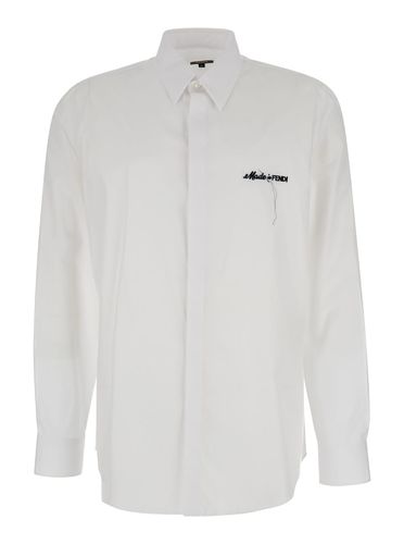 White Lettering Embroidered Shirt In Cotton Man - Fendi - Modalova