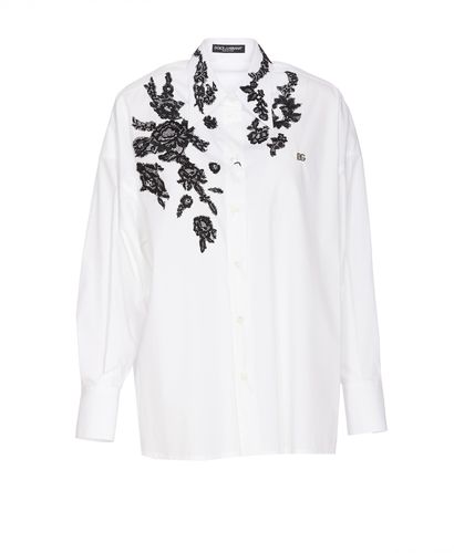 Lace Appliques Oversize Shirt - Dolce & Gabbana - Modalova