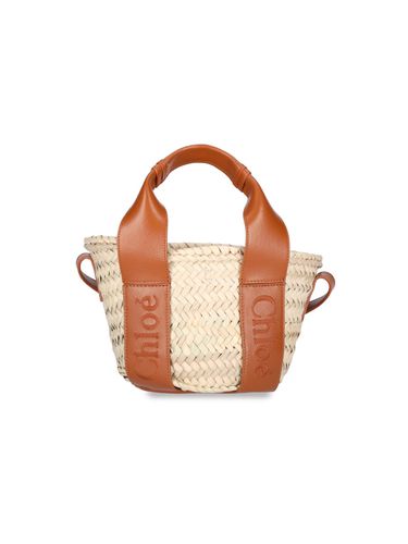 Sense Small Tote Bag In Nat Raffia And Leather - Chloé - Modalova