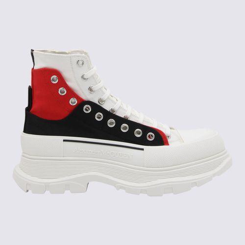 White Black And Red Canvas Tread Slick Lace Up Fastening Boots - Alexander McQueen - Modalova