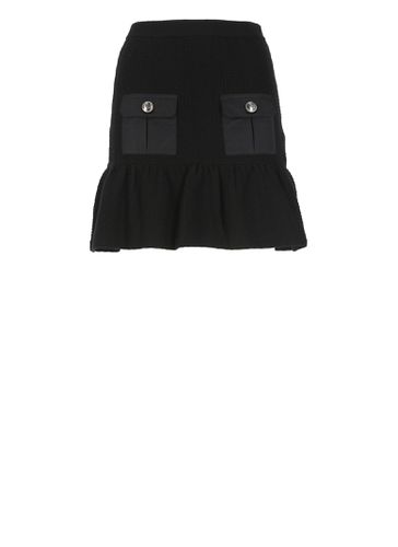 Bouclé Wool Miniskirt With Technical Sail Cloth Pockets - Elisabetta Franchi - Modalova