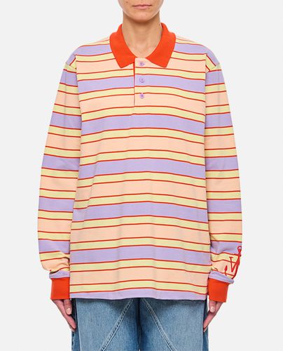 J. W. Anderson Striped Contrast Trim Ls Polo Top - J.W. Anderson - Modalova