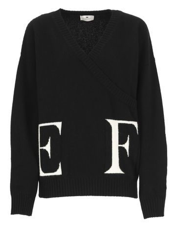 Crossover Knitted Jumper - Elisabetta Franchi - Modalova