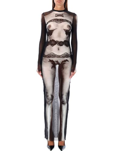 Mesh Long Dress Body Lace Print - Jean Paul Gaultier - Modalova