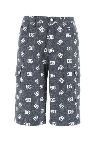 Printed Denim Stretch Bermuda Shorts - Dolce & Gabbana - Modalova