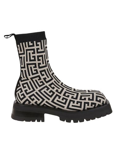 Jacquard Knitted Ankle Boot With Monogram - Balmain - Modalova