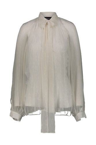 Bow Shirt In Lurex Striped Silk Chiffon - Rochas - Modalova