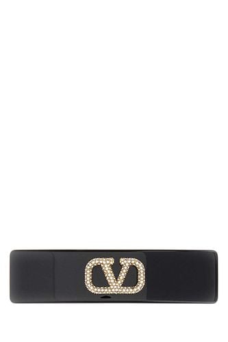 Black Acetate Vlogo Hair Clip - Valentino Garavani - Modalova