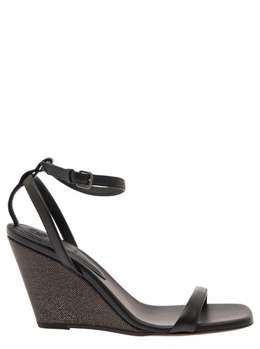 Wedge Sandals With Monile Detail In Leather Woman - Brunello Cucinelli - Modalova
