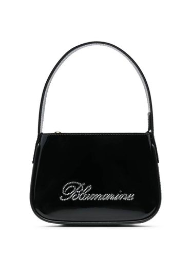 Patent Finish Mini Bag With Rhinestone-embellished Logo In Calf Leather Woman - Blumarine - Modalova