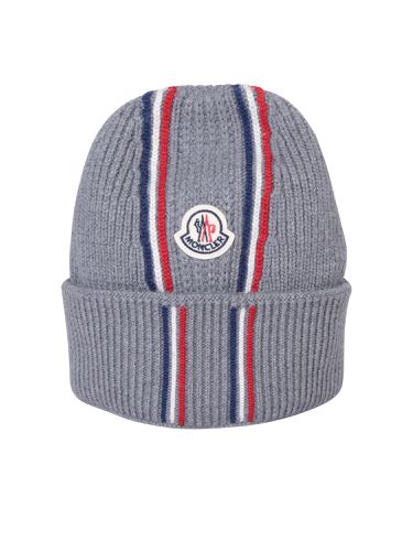 Moncler Logo Patch Knitted Beanie - Moncler - Modalova