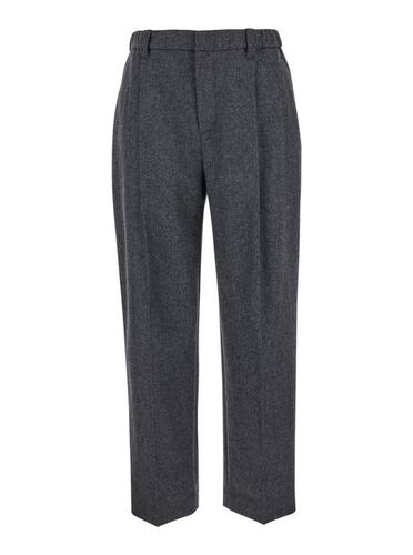 Grey Pants With Elastic Waistband In Wool And Cashmere Woman - Brunello Cucinelli - Modalova