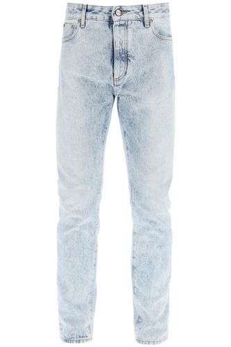 Slim-fit Acid-wash Jeans With Rear Curved Logo Print - Palm Angels - Modalova