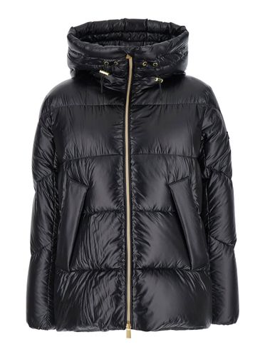 Larali Down Jacket With Drawstring Hood And Logo Patch In Tech Fabric Woman - TATRAS - Modalova