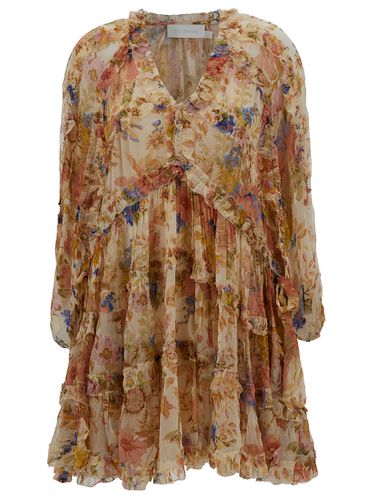 August Mini Frill Dress With Floreal Print In Viscose Woman - Zimmermann - Modalova
