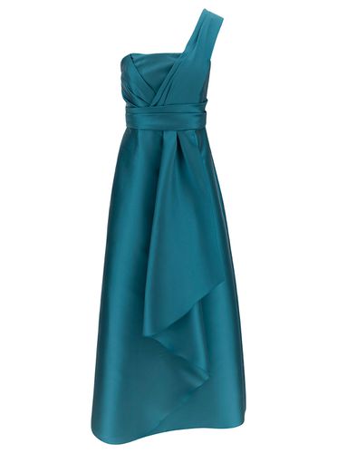 Mikado Light Blue Maxi One-shoulder Draped Dress In Satin Woman - Alberta Ferretti - Modalova