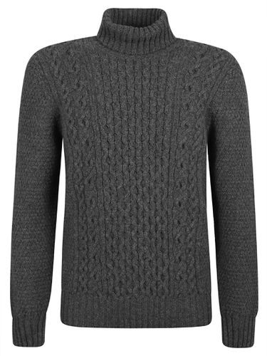 Turtleneck Rib Trim Patterned Pullover - Drumohr - Modalova