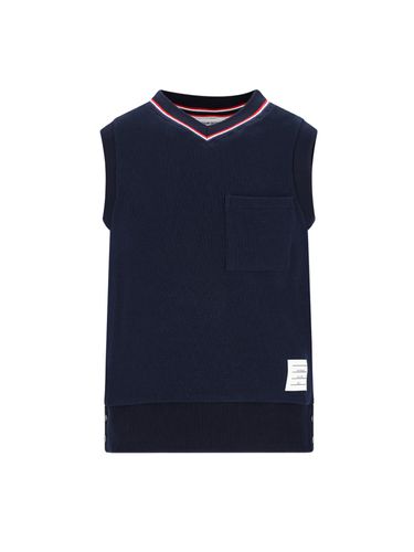 Logo-patch Rwb-trim Knitted Vest - Thom Browne - Modalova