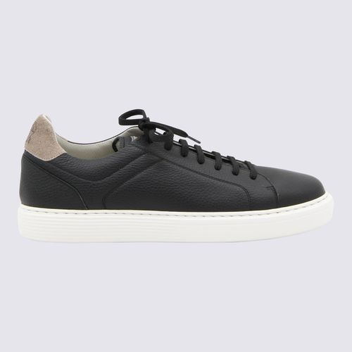 Black Leather And Beige Suede Sneakers - Brunello Cucinelli - Modalova