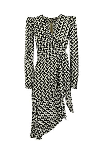 Dress In Geometric Print Viscose Georgette - Elisabetta Franchi - Modalova