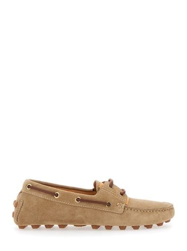 Gommino Loafers With Woven Tie In Suede Woman - Tod's - Modalova