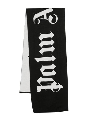 Reversible And White Scarf With Logo - Palm Angels - Modalova
