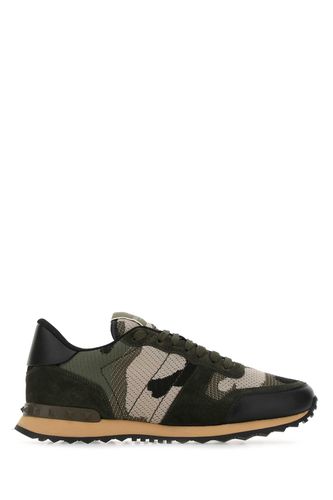 Multicolor Fabric And Leather Rockrunner Camouflage Sneakers - Valentino Garavani - Modalova