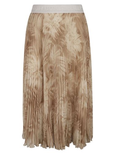 Logo Waist Palm Print Pleated Skirt - Ermanno Firenze - Modalova