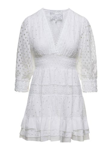 Mini Dress With V-neckline And Embroideries In Cotton Lace Woman - Temptation Positano - Modalova