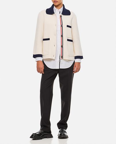 Polo Collar Cotton And Cashmere Jacket - Thom Browne - Modalova