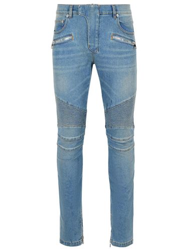 Balmain biker Blue Cotton Jeans - Balmain - Modalova