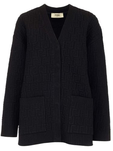 Oversized V-neck Ff Motif Cardigan - Fendi - Modalova