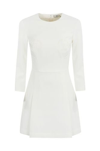 Crepe Dress With Embroidered Logo - Elisabetta Franchi - Modalova