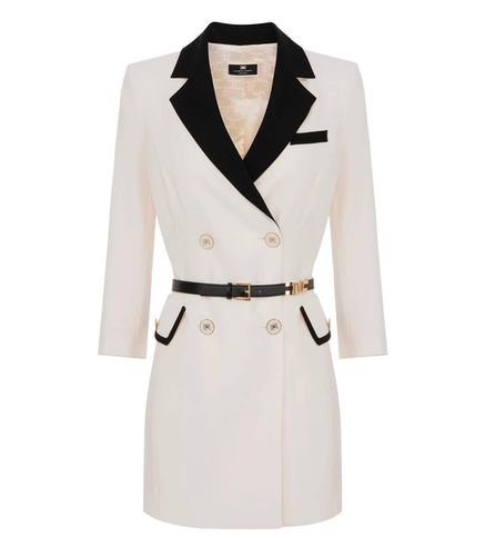 Butter Black Bicolor Coat Dress - Elisabetta Franchi - Modalova