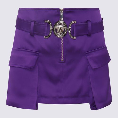 Bright Dark Orchid Silk Blend Mini Skirt - Versace - Modalova